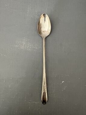 Vintage Cavalier Silverplate Iced Tea Spoon 8” Scroll Pattern Flatware